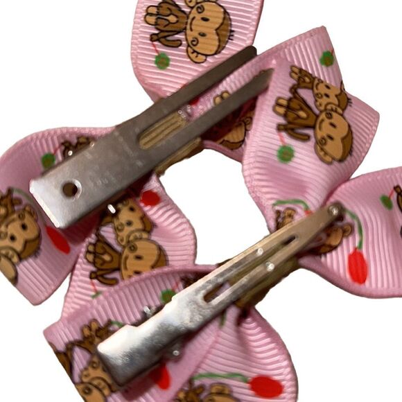 Bow pair hair bows accessories NEW monkey love pair mom baby kid balloon pink - Picture 4 of 5